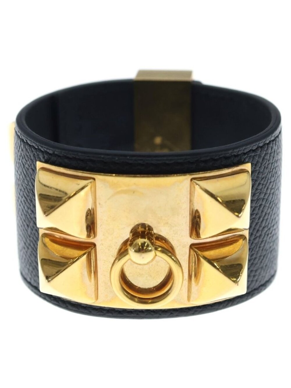 Hermes Collier de Chien Bangle Bracelet Black Noir Gold